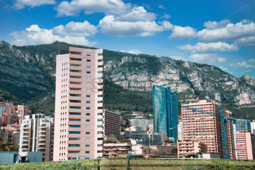 City buildings view in front of Mount Angel - Starpik Stock