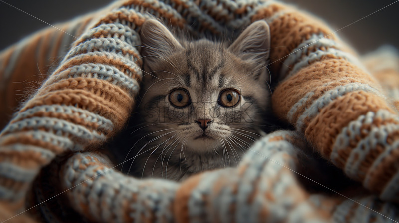 Cute kitten in a blanket - Starpik