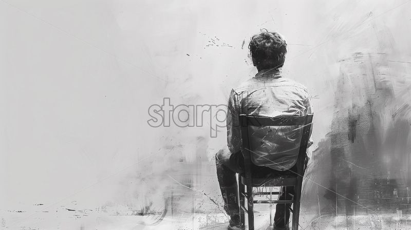 Man on a chair sad depression - Starpik Man on a chair sad depression - Starpik