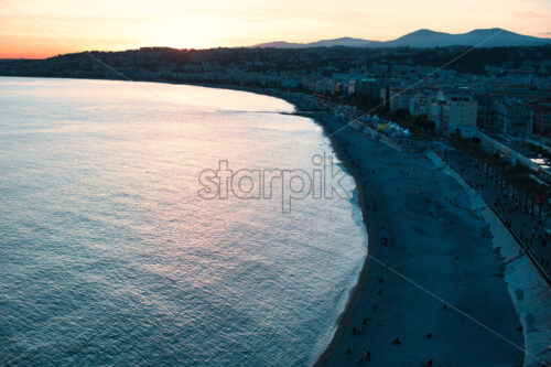 Panoramic view of coastline in city of Nice - Starpik Stock
