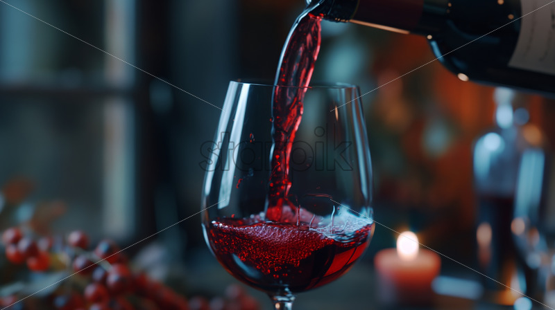 Pouring wine in a glass close up - Starpik