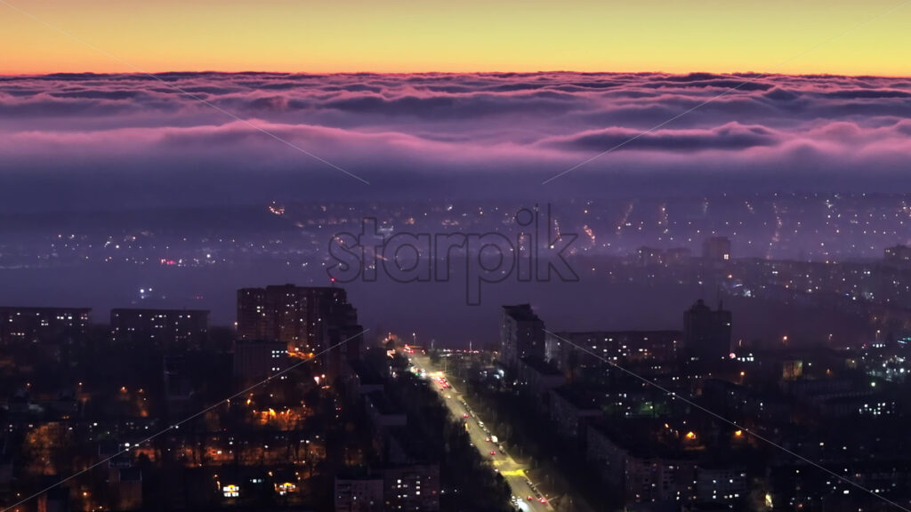 Video Aerial drone view of Chisinau, Moldova at sunset - Starpik Stock