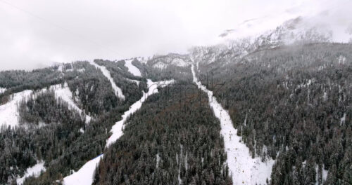 Aerial drone view of a ski lift in Corvara, in South Tyrol, the Dolomites - Starpik Stock