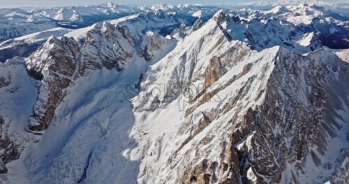 Aerial drone view of the Marmolada mountain in the Dolomites, northeastern Italy - Starpik Stock