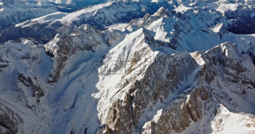 Aerial drone view of the Marmolada mountain in the Dolomites, northeastern Italy - Starpik Stock