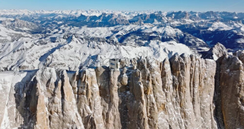 Aerial drone view of the Marmolada mountain in the Dolomites, northeastern Italy - Starpik Stock