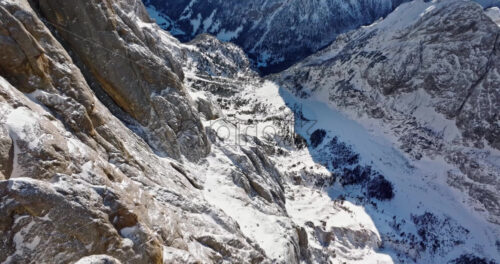 Aerial drone view of the Marmolada mountain in the Dolomites, northeastern Italy - Starpik Stock
