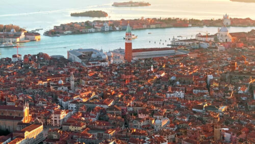 Aerial drone view of the buildings in Venice City, Italy - Starpik Stock
