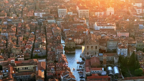 Aerial drone view of the buildings in Venice City, Italy - Starpik Stock
