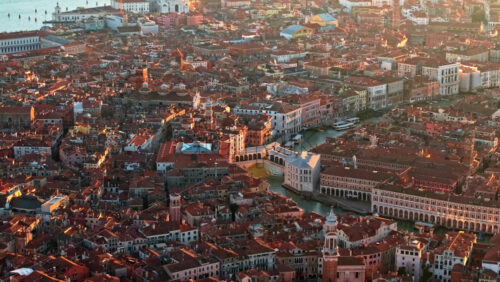 Aerial drone view of the buildings in Venice City, Italy - Starpik Stock