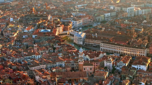 Aerial drone view of the buildings in Venice City, Italy - Starpik Stock