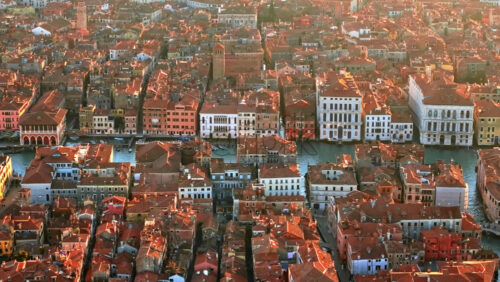 Aerial drone view of the buildings in Venice City, Italy - Starpik Stock