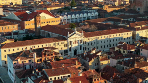 Aerial drone view of the buildings in Venice City, Italy - Starpik Stock