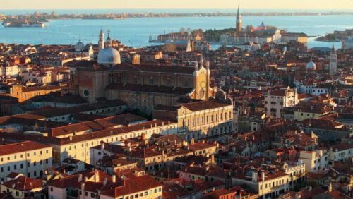 Aerial drone view of the buildings in Venice City, Italy - Starpik Stock