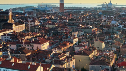 Aerial drone view of the buildings in Venice City, Italy - Starpik Stock