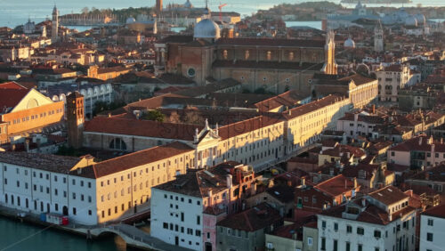 Aerial drone view of the buildings in Venice City, Italy - Starpik Stock