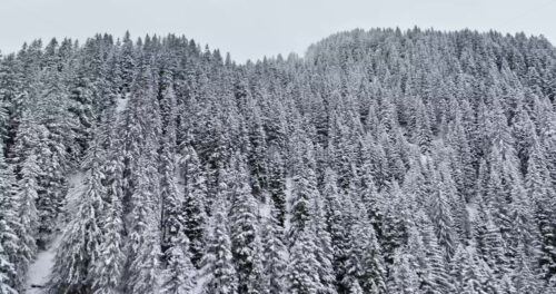 Aerial drone view of the mountains in Corvara, South Tyrol, Dolomites, in northern Italy - Starpik Stock