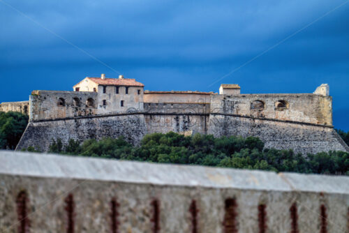 Antibes castle and central square, palm and cactus garden by the sea - Starpik Stock