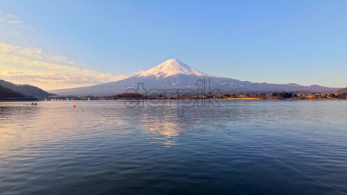 Aerial drone view of Lake Kawaguchiko in - Starpik Stock