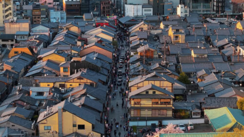 Aerial drone view of the Hanamikoji Stre - Starpik Stock