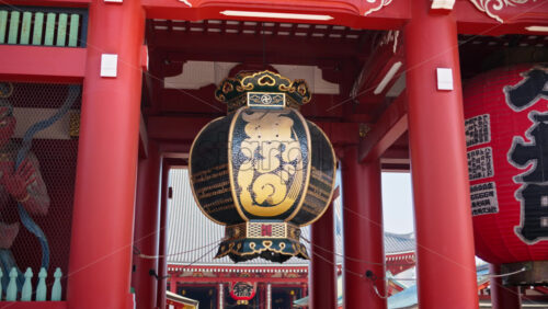 Close up of a hanging paper lantern at the Senso-ji temple in Asakusa, Tokyo, Japan - Starpik Stock