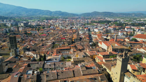 Aerial drone view of the Arezzo city in Tuscany, Italy in daylight - Starpik Stock