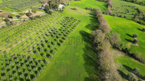 Aerial drone view of the Valdorcia region in Tuscany, central Italy - Starpik Stock