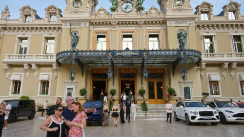 Video - Monte Carlo, Monaco - October 4, 2024: People walking in front of the Monte-Carlo Casino