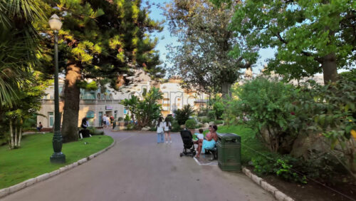 Video - Monte Carlo, Monaco - October 4, 2024: People walking through The Unesco Garden in daylight