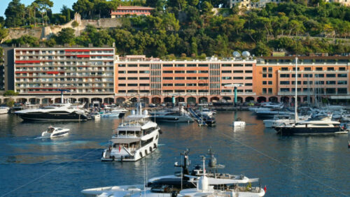 Video - La Condamine, Monaco - September 8, 2024: Boat moving on the sea through the Monaco Marina