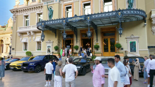 Video - Monte Carlo, Monaco - October 4, 2024: People walking in front of the Monte-Carlo Casino