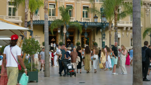 Video - Monte Carlo, Monaco - October 4, 2024: People walking in front of the Monte-Carlo Casino
