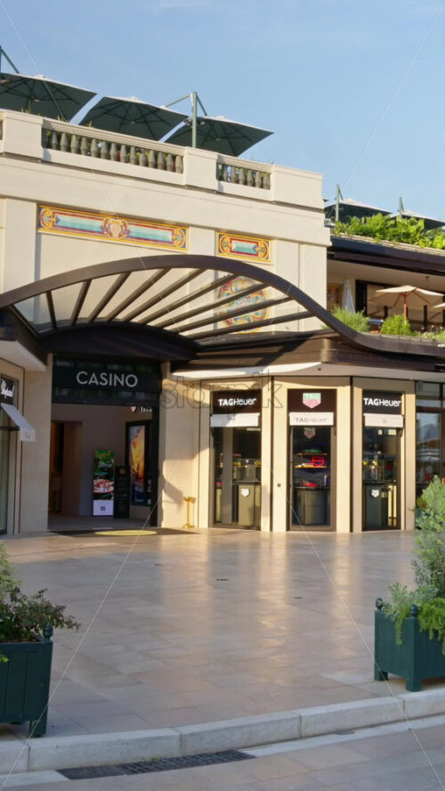 Video - Monte Carlo, Monaco - October 4, 2024: Side entrance of the Casino de Monte-Carlo. Vertical