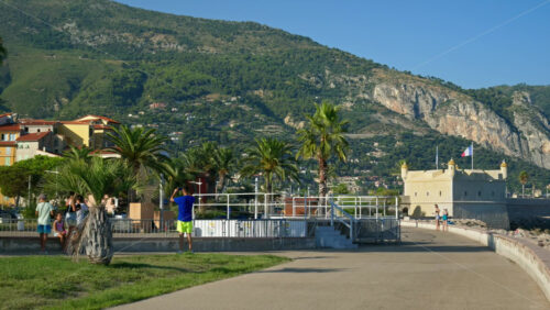 Video - Menton, France - September 4, 2024: Street view of the Jean Cocteau Museum on the French Riviera
