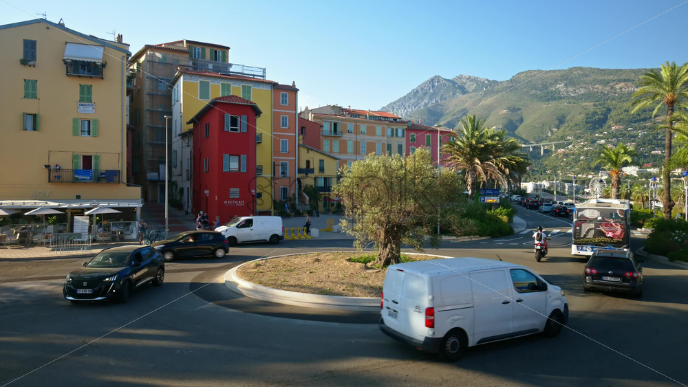 Video - Menton, France - September 4, 2024: Cars moving on the streets of the city