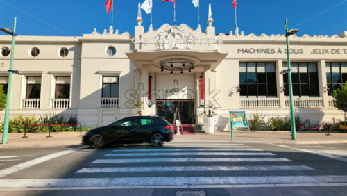 Video - Menton, France - September 4, 2024: Street view of the entrance of the Casino Barriere Menton