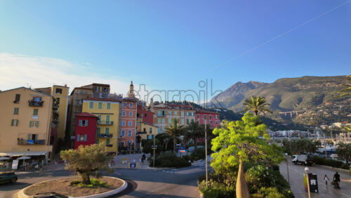 Video - Menton, France - September 4, 2024: People and cars moving on the streets of the city