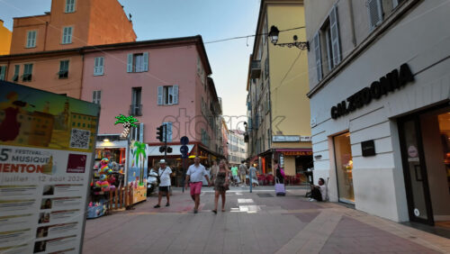 Video - Menton, France - September 4, 2024: People walking on the streets of the city