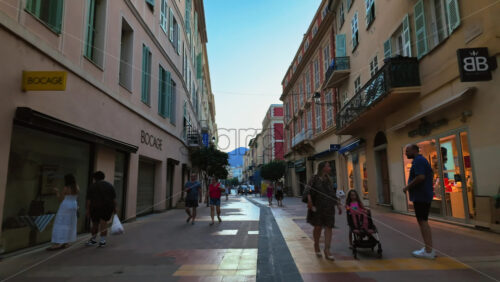 Video - Menton, France - September 4, 2024: People walking on the streets of the city