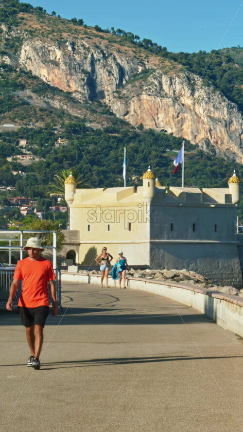 Video - Menton, France - September 4, 2024: Street view of the Jean Cocteau Museum on the French Riviera. Vertical