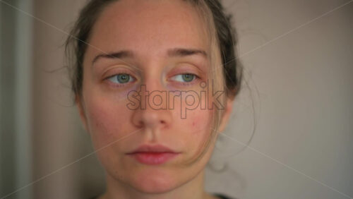 Video - Close up of a tired woman in sportswear