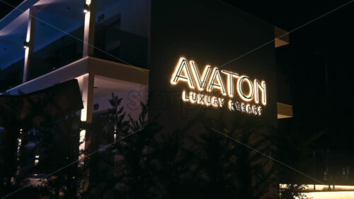 Video - THESSALONIKI, GREECE - SEPTEMBER 22, 2020: An overview of Avaton hotel building and its logo design
