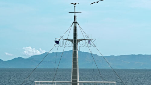 Video - View of the Aegean sea from a ferryboat, Thassos island in the distance, Greece