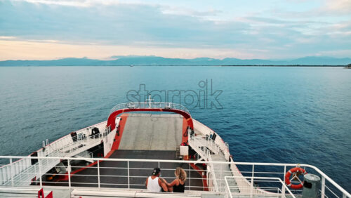 Video - View of the Aegean sea from a ferryboat, Thassos island in the distance, Greece