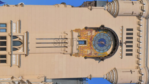 Video - Iasi, Romania - April 25, 2021: Close up of the Palace of Culture on a sunny day. Vertical