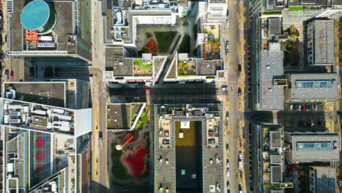 Aerial drone view of Dublin’s Grand Canal Dock and surrounding modern architecture in the Docklands area - Starpik Stock