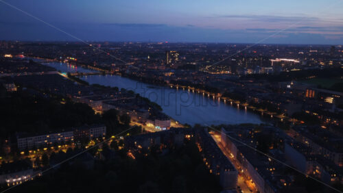 Aerial drone view of the lakes dividing the city of Copenhagen, Denmark - Starpik Stock