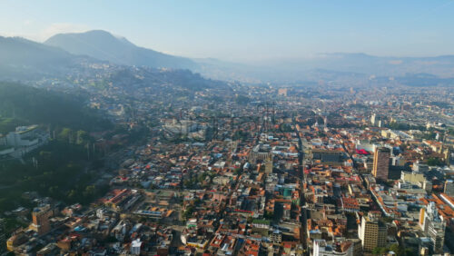 Aerial drone view of the skyline of Bogota, Colombia in daylight - Starpik Stock