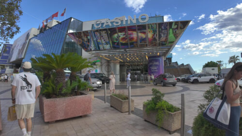 Cannes, France – July 10, 2025: Street view of the entrance of a Casino in daylight - Starpik Stock