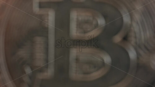 Chisinau, Moldova – August 17, 2025: Close up of shiny physical Bitcoin coins stacked on a table - Starpik Stock